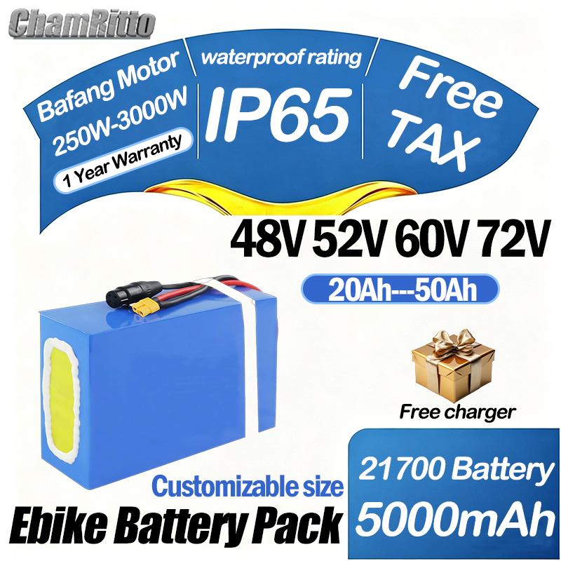 72V 50Ah 21700 Lithium Battery - Batteria per Bici Elettrica 60V 72V