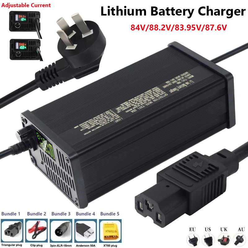 72V 15A Fast Charger - Caricabatteria al litio regolabile 72V 1-8A