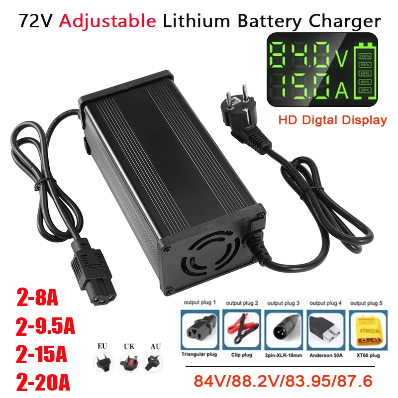 72V 15A Fast Charger - Caricabatterie per batterie al litio a